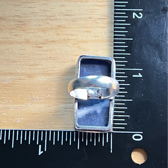New Blue Sodalite Stone Silver Overlay Ring Size 6.75 - Picture 7 of 8